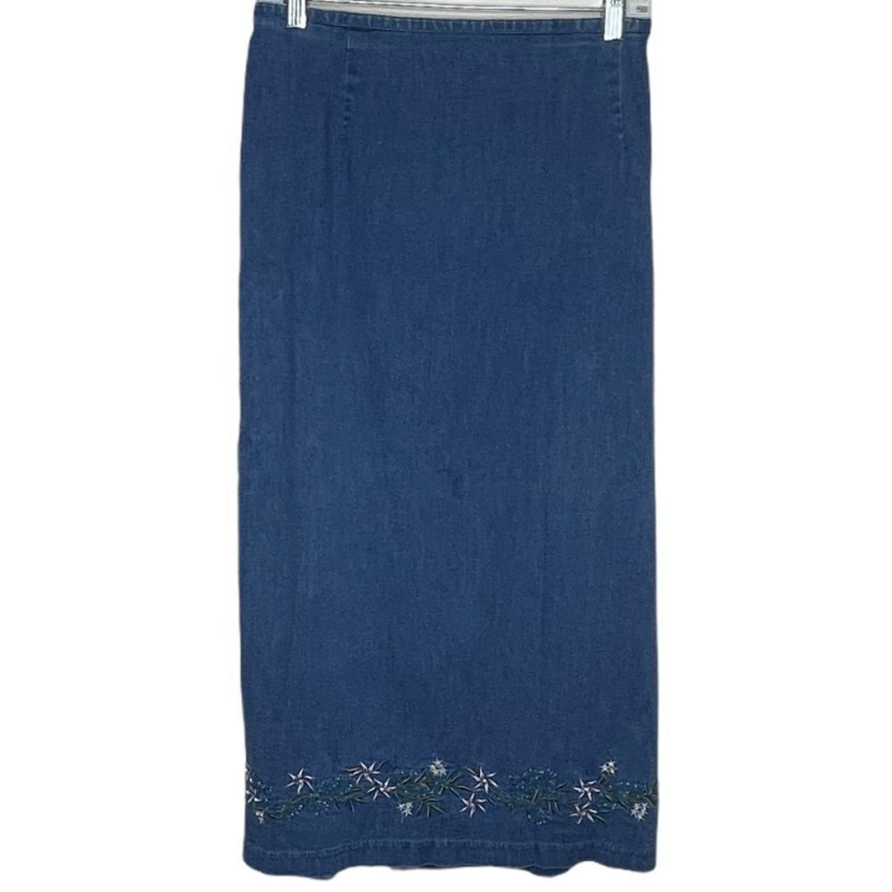 Vintage‎ Alfred Dunner Denim Embroidered Skirt
